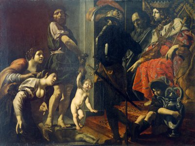 Judgment of Solomon av Giovanni Battista Caracciolo (1578-1635), olja på duk av Giovanni Battista Caracciolo
