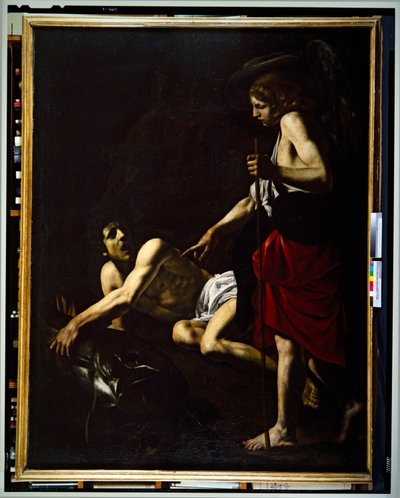 Tobias  Ängeln (panel) av Giovanni Battista Caracciolo