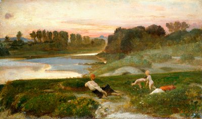 Kvällstid på gården, Giovanni, känd som Nino Costa (1826-1903). av Giovanni Costa