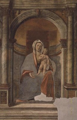 Madonna och barn (fresco) av Giovanni Buonconsiglio
