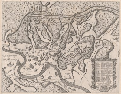 Mirror of Roman Magnificence: Antika Rom och dess kullar, från väster, 1582., 1582. av Giovanni Ambrogio Brambilla