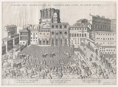 Mirror of Roman Magnificence: Påvlig välsignelse, sent 1500-tal, sent 1500-tal. av Giovanni Ambrogio Brambilla