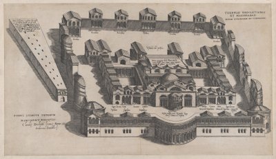 Mirror of Roman Magnificence: The Baths of Diocletianus, 1582., 1582. av Giovanni Ambrogio Brambilla