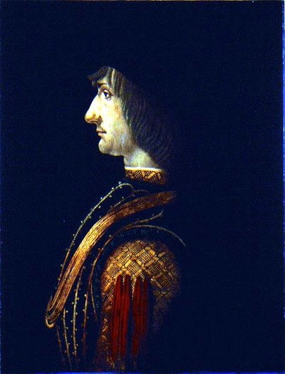 Porträtt av en man (olja på panel) av Giovanni Ambrogio de Predis