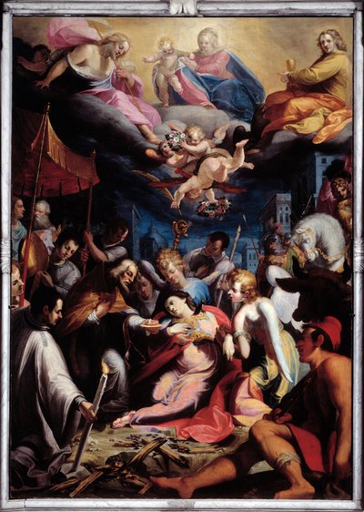 Administration av eukaristin till St Lucy (målning av Giovanni Andrea Ansaldo