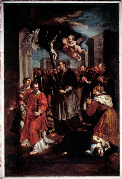 Procession av St Charles Borromeo (målning av Giovanni Andrea Ansaldo