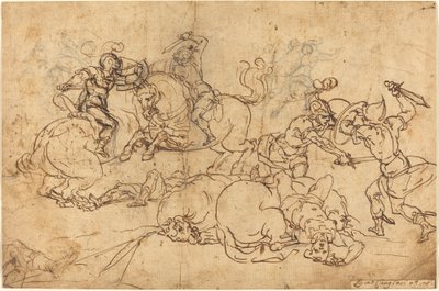 Soldater som slåss av Giovanni Andrea Ansaldo