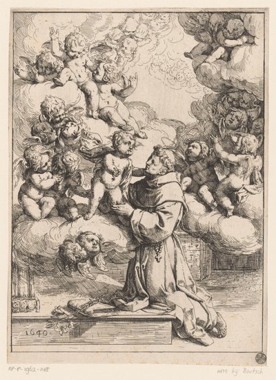 Sankt Antonius av Padua med Kristusbarnet av Giovanni Andrea Podestà (attributed to)