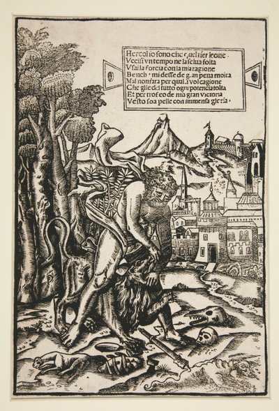 Herkules och det Nemeiska lejonet av Giovanni Andrea Vavassore