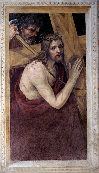 Jesus bär sitt kors (fresko av Giovanni Antonio Bazzi Sodoma