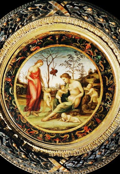 Venus terrestre med Eros och Venus celeste med Anteros och två amoriner ... av Giovanni Antonio Bazzi Sodoma