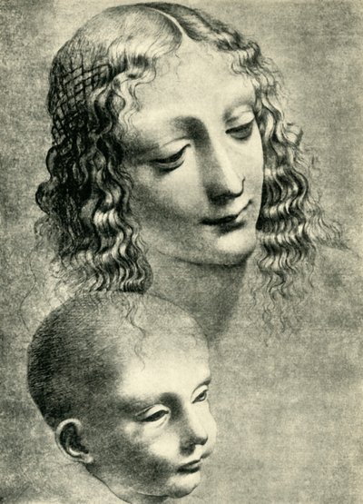 Jungfruns och barnets huvuden, c1492-1494, 1943. av Giovanni Antonio Boltraffio