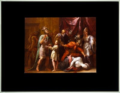 Lucretias död (canvas) av Giovanni Antonio Burrini or Burino