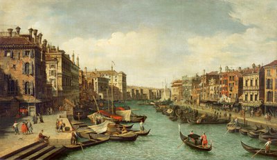 Canal Grande nära Rialtobron, Venedig, c.1730 av Giovanni Antonio Canal