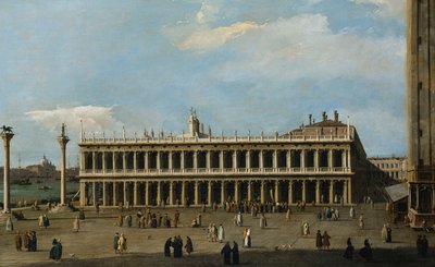 Biblioteket och Piazzetta, Venedig, från Dogepalatset, av Giovanni Antonio Canal