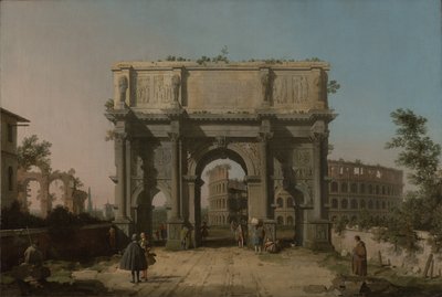 Utsikt över Konstantins båge med Colosseum, 1742-5 av Giovanni Antonio Canal