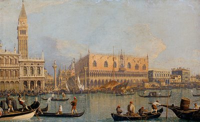Utsikt över Dogespalatset i Venedig, före 1755 av Giovanni Antonio Canal