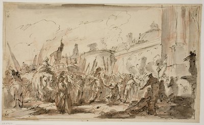 Pompejus huvud presenteras för Caesar av Giovanni Antonio Pellegrini