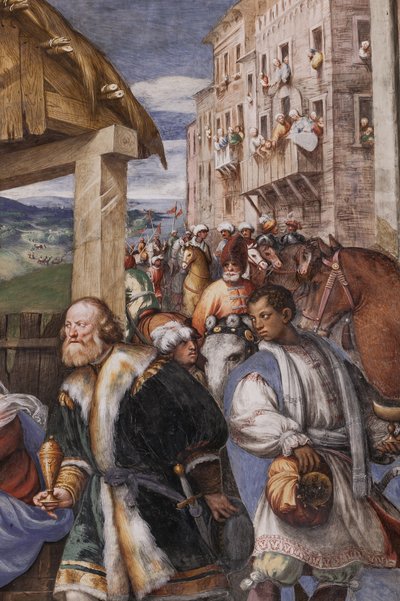 Tillbedjan av magi och tillbedjan av herdarna av Giovanni Antonio Pordenone