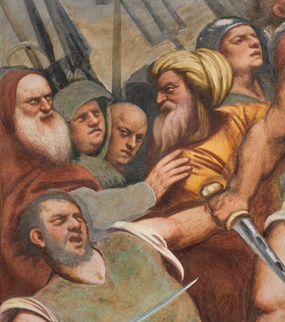Centralgången, första sydspann, Kristus spikad på korset, Pordenone av Giovanni Antonio Pordenone