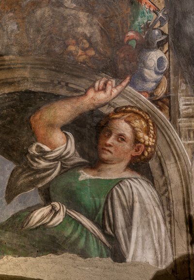 Lunett som representerar en sybil, fresk ca 1529) (detalj av 3601435) av Giovanni Antonio Pordenone