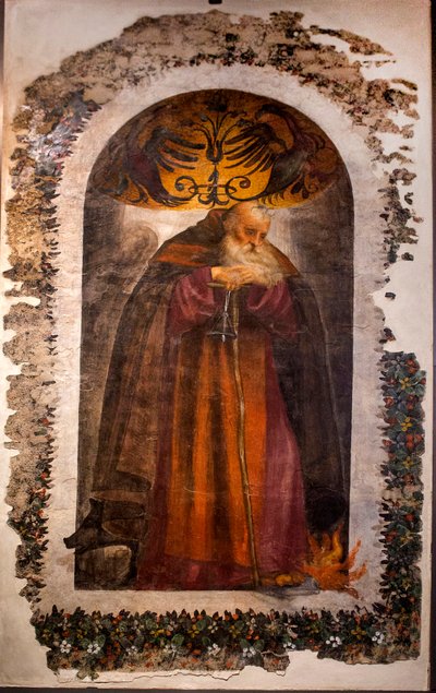 St. Antonio (olja på duk) av Giovanni Antonio Pordenone