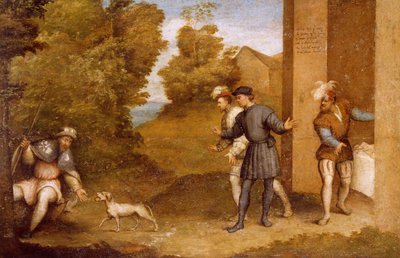 St. Roch matas av hund, fack av altartavla av St. Gotthard av Giovanni Antonio Pordenone
