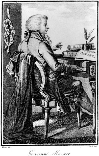 Wolfgang Amadeus Mozart, österrikisk kompositör, c1784-1827 av Giovanni Antonio Sasso