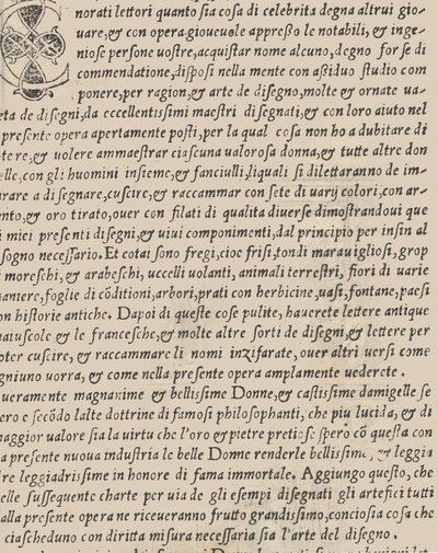 Exempel på recammi, titelsida verso, 1530. av Giovanni Antonio Tagliente