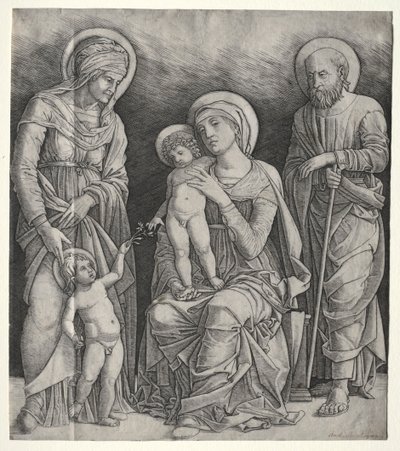 Helig familj med St. Elizabeth och spädbarnet St. John the Baptist, ca. 1500. av Giovanni Antonio da Brescia