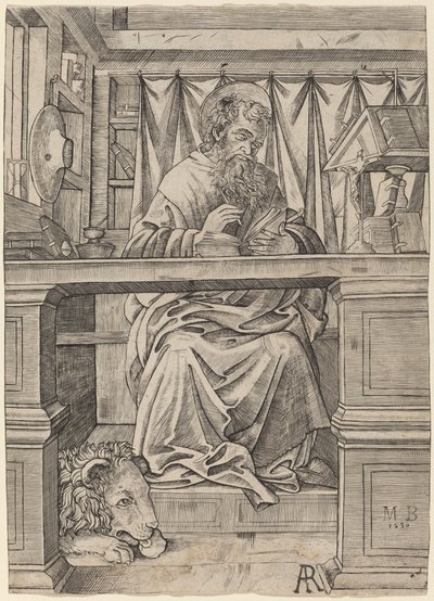 Saint Hieronymus i hans studie av Giovanni Antonio da Brescia