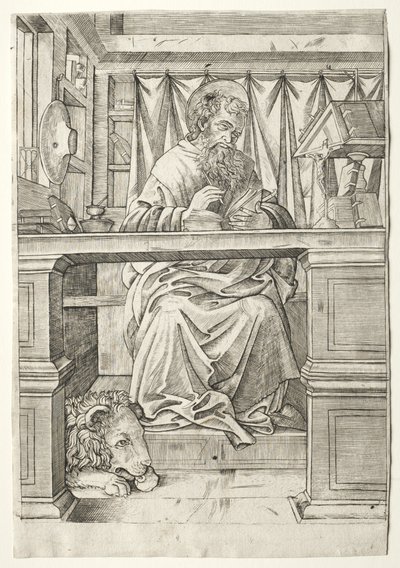 St. Hieronymus i hans studie av Giovanni Antonio da Brescia