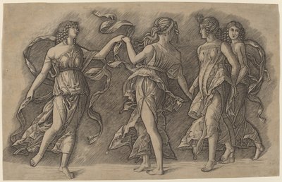 Fyra dansande musor av Giovanni Antonio da Brescia, after Andrea Mantegna