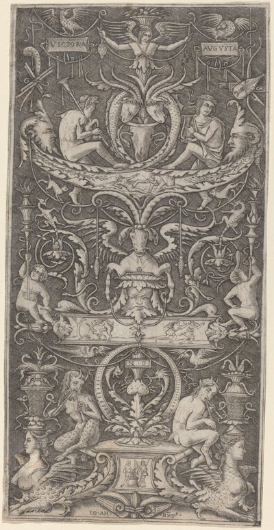 Prydnadspanel inskriven "Victoria Augusta" av Giovanni Antonio da Brescia after Nicoletto
