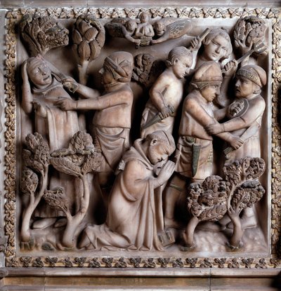 Representation av martyren till Peter av Verona av Giovanni Balduccio