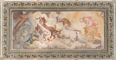 The Chariot of the Sun driven av Apollo, Apollo Loggia, ca 1560 (fresk) av Giovanni Battista and Cambiaso Luca Castello