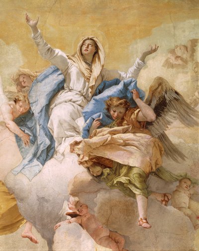 Assumption, av Giovanni Battista Tiepolo (1696-1770), fresk, detalj, oratorium för renhet, Udine av Giovanni Battista Tiepolo