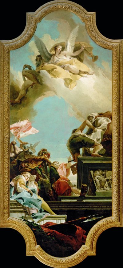 Uppförande av en staty för en kejsare (målning på duk) av Giovanni Battista (1696-1770) Tiepolo