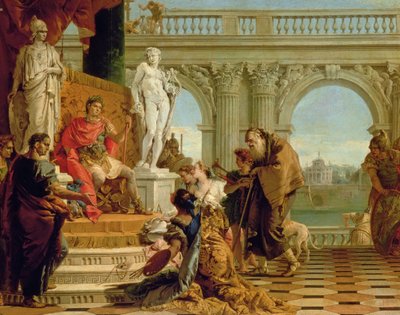 Maecenas presenterar den liberala konsten för kejsar Augustus (63BC-14AD) c.1745 (olja på duk) av Giovanni Battista Tiepolo