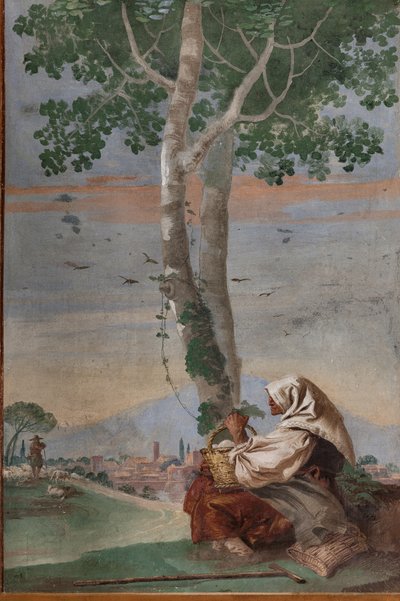 Gammal bondkvinna med en korg med ägg, från "Foresteria" (gästhus) av Giovanni Battista Tiepolo