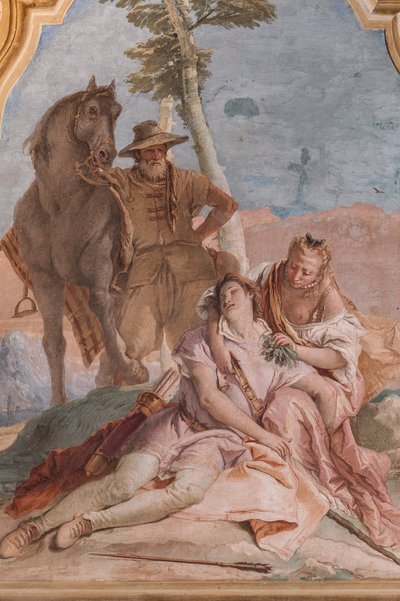 Palazzina (liten byggnad): Ariostos andra rum eller rum med fresker som representerar avsnitt från "Orlando Furioso": "Angelica tar hand om Medoros sår" av Giovanni Battista Tiepolo