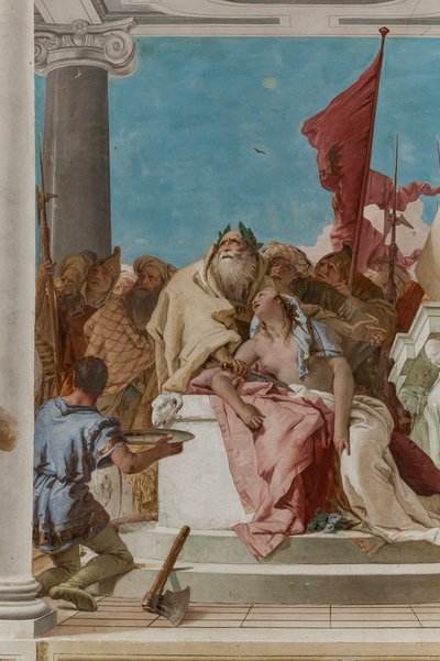Palazzina (liten byggnad), entréhallen: "Iphigenias offer", detalj av Giovanni Battista Tiepolo