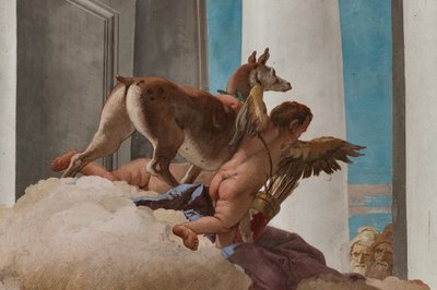 Palazzina (liten byggnad), entréhallen: "The Sacrifice of Iphigenia", detalj av doven som skickades av Artemis för att ersätta Iphigenia av Giovanni Battista Tiepolo