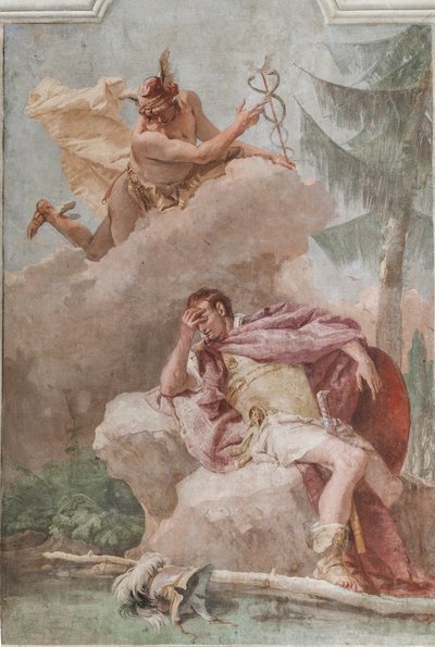 Palazzina (liten byggnad), Aeneidens tredje rum eller rum: "Aeneas drömmer om Merkurius som beordrar honom att lämna" av Giovanni Battista Tiepolo