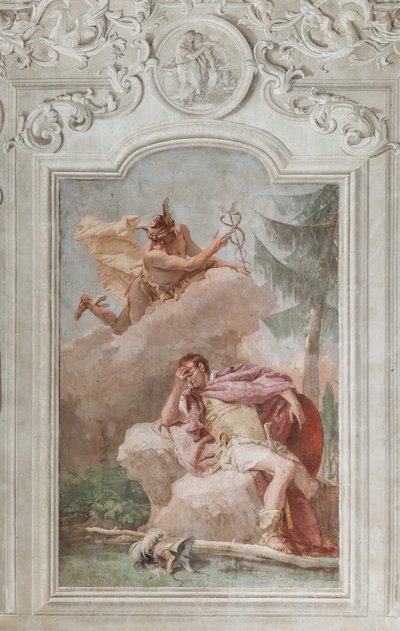 Palazzina (liten byggnad), Aeneidens tredje rum eller rum: "Aeneas drömmer om Merkurius som beordrar honom att lämna" av Giovanni Battista Tiepolo