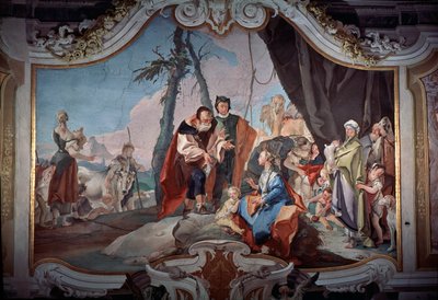 Rachel gömmer idolerna som stulits från hennes far Laban av Giovanni Battista Tiepolo