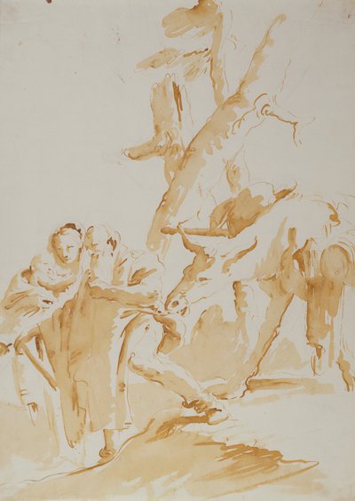Flykten till Egypten (krita, penna, tusch och lavering) av Giovanni Battista (1696-1770) Tiepolo