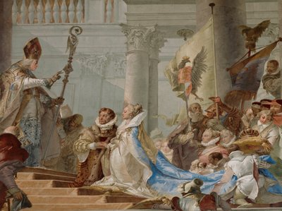 Hochzeitszeremonie von Kaiser Friedrich Barbarossa und Beatrix von Burgund im Jahr 1156 von Giovanni Battista (1696-1770) Tiepolo