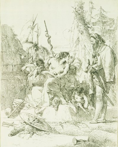 Capriccio av Giambattista Tiepolo (1696-1770), gravyr av Giovanni Battista Tiepolo