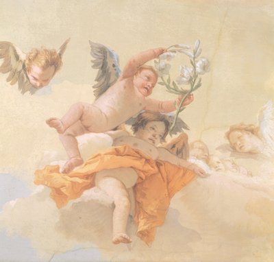 Änglarnas ära, av Giovanni Battista Tiepolo (1696-1770), fresk, detalj, renhetens oratorium, Udine av Giovanni Battista Tiepolo